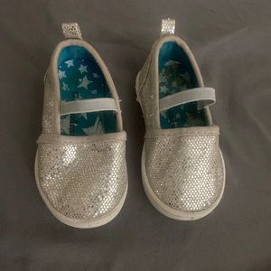 Silver baby shoes